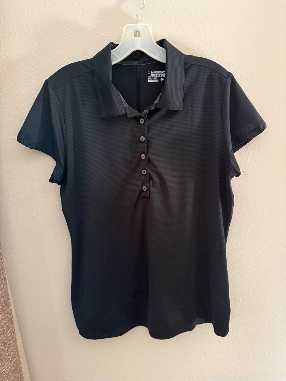 Nike Women's Black Short-Sleeve Button-Front Polo Shirt